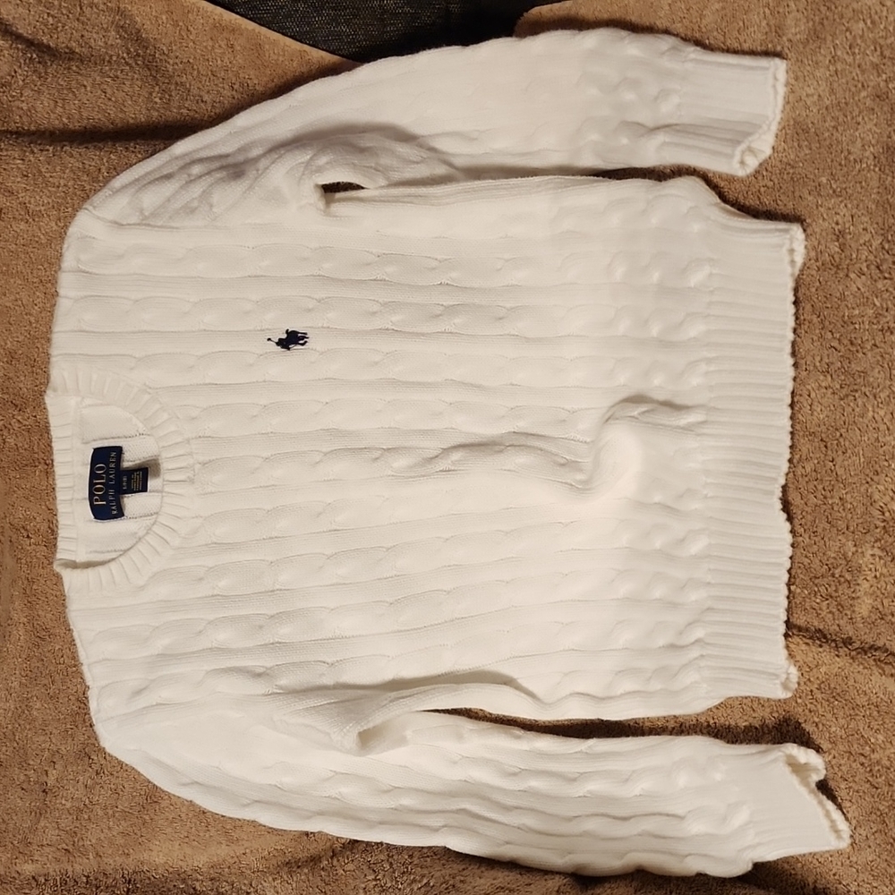 Polo size 8 white sweater
